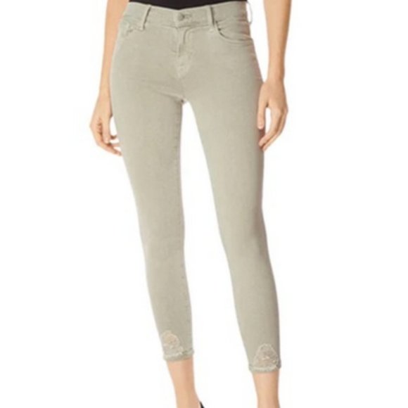 J BRAND Faded Gibson Destruct Mid Rise Skinny Crop Jegging Jeans Size 28 - Picture 1 of 13